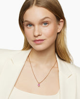 Skull Amulet with Full Pavé Pink Sapphires and 18K Rose Gold, 14mm